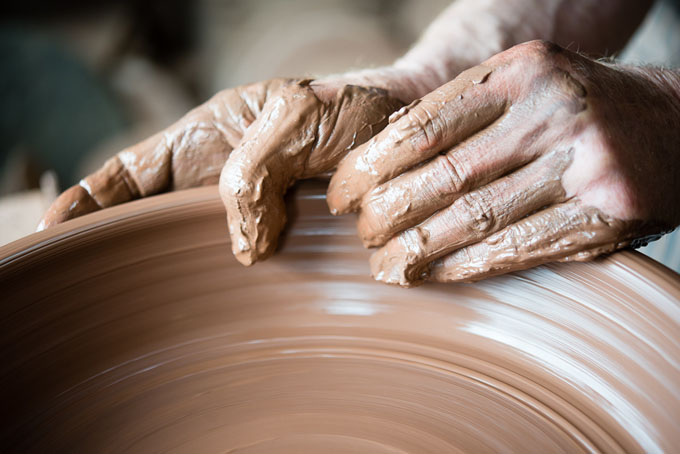 Clive Bowen in his pottery 2016
